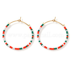 Серьги-кольца из богемского стекла ручной работы&nbsp;XQ3444-2