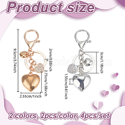 4 шт. 2-цветные брелки со стразами из смолы&nbsp;KEYC-GA0001-51