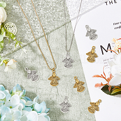 80 шт. 2-цветные подвески в виде ангела из сплава в тибетском стиле&nbsp;TIBEP-DC0001-06