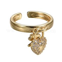 Латунные кольца из манжеты с прозрачным цирконием&nbsp;RJEW-F105-04G