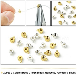 20 шт. 2 цвета латунные обжимные бусины&nbsp;KK-CJ0001-92