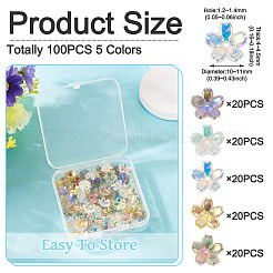 100 шт. 5-цветные прозрачные гальванические стеклянные колпачки для бусин&nbsp;EGLA-TA0013-10