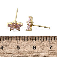 Латунные серьги-гвоздики с кубическим цирконием для женщин&nbsp;EJEW-F363-04G