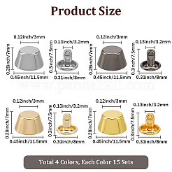 60 шт. 4-цветные сплавные ножки для сумки&nbsp;FIND-BBC0004-66