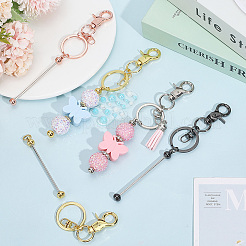 12шт брелок для ключей из сплава 4 цветов с бусинами&nbsp;KEYC-SC0001-46