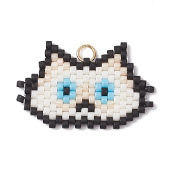 5 шт. подвески в форме головы кошки из двухцветного стеклянного бисера ручной работы&nbsp;PALLOY-MZ00933