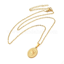 Овальные подвески с солнцем из нержавеющей стали 304 для женщин&nbsp;LS-NJEW-U009-01G