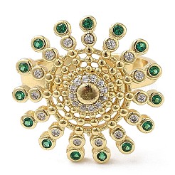 Вращающееся открытое кольцо с цветком кубического циркония&nbsp;RJEW-Q776-05G