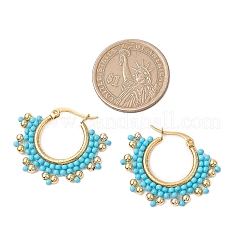 Серьги-кольца из стеклянных бусин из нержавеющей стали 304&nbsp;EJEW-MZ00337