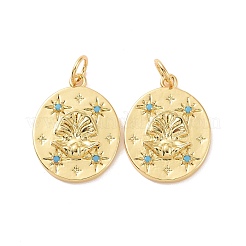 Овальные подвески с узором в виде ракушек из латуни с микропаве и кубическим цирконием&nbsp;KK-G435-10G