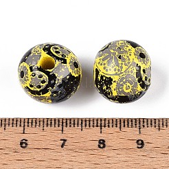 Бусины из дерева схима в богемном стиле с принтом&nbsp;WOOD-T032-31G