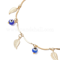 Браслеты на ногу ручной работы с кисточками из листовидной цепи из нержавеющей стали 304 с закругленными звеньями для женщин&nbsp;AJEW-AN00742-02