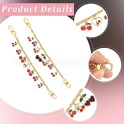 2 шт. 2 стиля сплав эмаль красная вишня подвеска латунная сумка декоративные цепочки&nbsp;HJEW-SC0002-63
