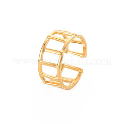 Ионное покрытие (ip) 304 нержавеющая сталь прямоугольное полое открытое манжетное кольцо для женщин&nbsp;RJEW-S405-161G