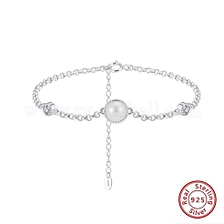 Браслеты из натурального пресноводного жемчуга и кубического циркония&nbsp;BJEW-D343-01P