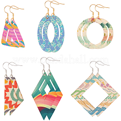 Наборы для изготовления деревянных висячих серег своими руками&nbsp;DIY-SP0005-02