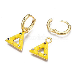 Серьги-кольца из латуни с микро-паве из фианита&nbsp;EJEW-T014-43G-NF