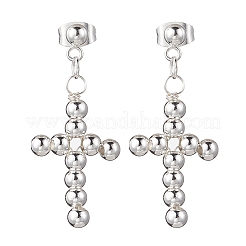 Серьги-гвоздики с крестом из латуни&nbsp;EJEW-JE06479-03