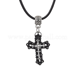 2 шт. 2-х цветные стеклянные бусины-крестики с подвесками на шею&nbsp;NJEW-MZ00093