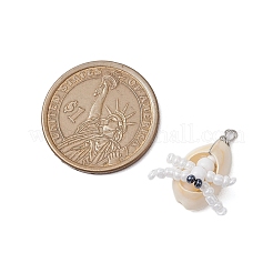 Подвески из натуральных ракушек каури и стеклянных бусин&nbsp;PALLOY-MZ00323