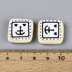 Печатные непрозрачные бусины из смолы&nbsp;RESI-N043-10B