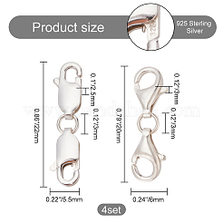 4 шт. набор из 2 двойных застежек-карабинов из стерлингового серебра с тремя застежками&nbsp;STER-OC0001-01