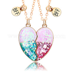 2 шт. модные ожерелья с магнитным кулоном в виде сердца из сплава смолы bff для женщин&nbsp;FS-WGCB8A0-01