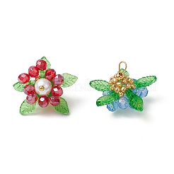 Стекло с круглыми ракушечными жемчужинами и акриловыми подвесками и латунными бусинами&nbsp;PALLOY-MZ00646