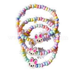 Браслеты из акрила в виде пасхального кролика и круглых бусин для девочки.&nbsp;FS-WGB8062-01