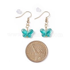5 пара 5 цветных стеклянных серег с подвесками в виде бабочек&nbsp;EJEW-JE05099