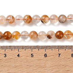 Натуральный желтый гематоидный кварц/золотые целебные кварцевые бусины нити&nbsp;G-C268-B01-01