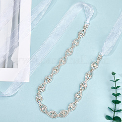 Металлические пояса для талии со стразами в форме конского глаза для свадебного платья&nbsp;AJEW-WH20080-65C-S