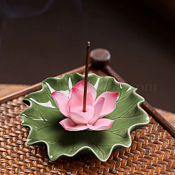 Фарфоровые курильницы в виде листьев и цветов лотоса&nbsp;DJEW-CN0001-38B