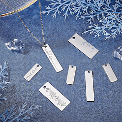 30 шт. 3 стиля 201 и 304 из нержавеющей стали прямоугольной штамповки пустые бирки подвески&nbsp;STAS-BC0003-43