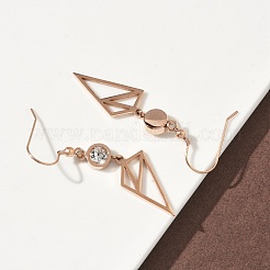 Серьги-подвески из нержавеющей стали 304 с треугольными подвесками&nbsp;EJEW-Z129-07RG