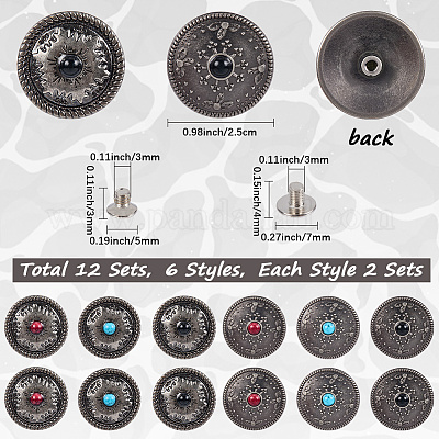 12 комплект 2-х стилей декоративных заклепок из сплава BUTT-CP0001-07A-1