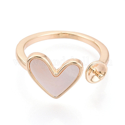 Закрепка для кольца-манжеты в форме сердца из латуни&nbsp;LS-KK-T076-74G-1