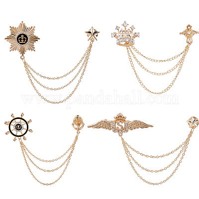 4 шт. 4 стиля брошь из сплава с подвесной цепочкой&nbsp;JEWB-FH0002-20-1