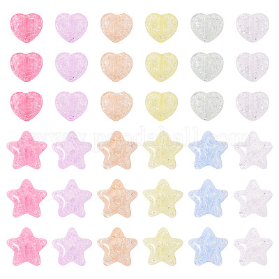 50 шт. 2 вида прозрачных акриловых бусин с эффектом кракле&nbsp;OACR-TA0003-89-1