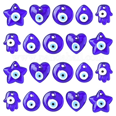 10 шт. 5 стиля подвески ручной работы лэмпворк от сглаза&nbsp;LAMP-YW0004-12-1