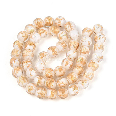 Бусины ручной работы золотой фольги стекла&nbsp;LAMP-C004-03F-1