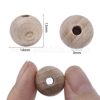 Неокрашенные бусины из натурального бука&nbsp;X-WOOD-T020-01B-1