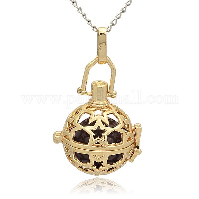 Золотой тон латунь полые круглые подвески KK-J226-07G-1