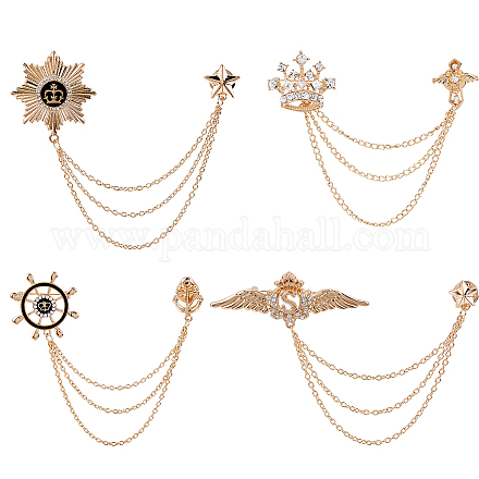 4 шт. 4 стиля брошь из сплава с подвесной цепочкой&nbsp;JEWB-FH0002-20-1