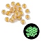 Luminous Transparent Acrylic Beads, Flat Round with Letter, Glow in the Dark, Golden Metal Enlaced, Letter O, 7x4mm, Hole: 1.8mm, about 3700pcs/500g