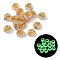 Luminous Transparent Acrylic Beads, Flat Round with Letter, Glow in the Dark, Golden Metal Enlaced, Letter E, 7x4mm, Hole: 1.8mm, about 3700pcs/500g