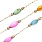 Handmade Oval Shell Beads Chains, for Necklaces Bracelets Making, with 304 Stainless Steel Chains, Soldered, with Spool, Real 18K Gold Plated, 7~7.5x4mm, bead: 2mm in diameter, links: 2x1.5x0.2mm & 2.5x1x0.2mm, interval: 13~14mm, about 32.81 Feet(10m)/Roll