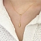 925 Sterling Silver Teardrop Lariat Necklaces, Cable Chain Necklaces for Women, Real 18K Gold Plated, 17.72 inch(45cm)