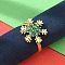 Snowflake Rotatable Open Cuff Rings for Women, Brass Micro Pave Cubic Zirconia Fidget Spinner Rings for Women, Green, Inner Diameter: 18mm, Snowflake: 15.5x16.5mm