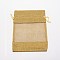 Burlap Packing Pouches Drawstring Bag, with Organza Visual Window, for Valentine Birthday Wedding Party Candy Wrapping, Goldenrod, 18.5~18.6x13.3~13.8x0.25cm